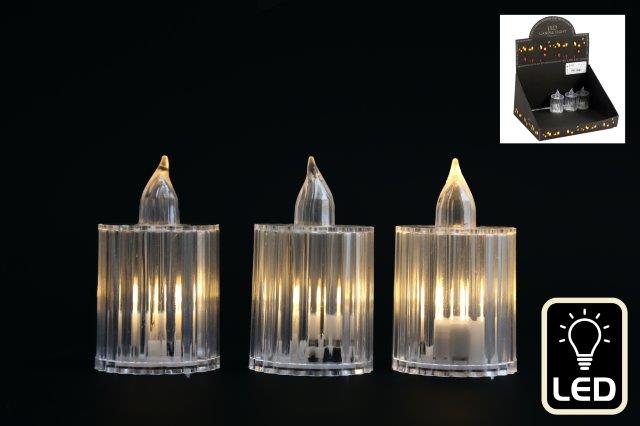 LED Ribbed Acrylic Candle