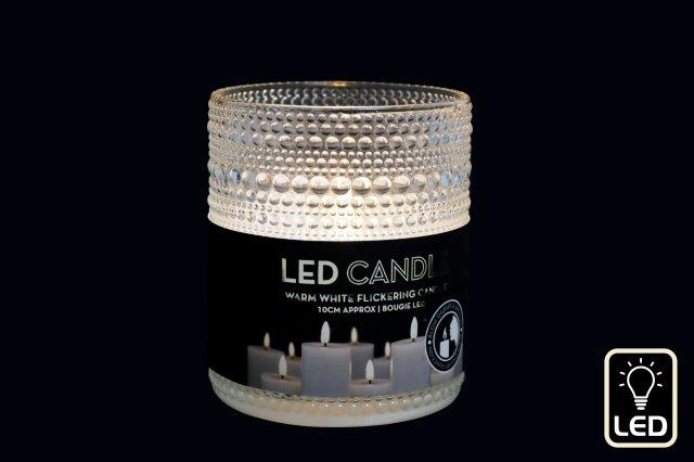 Textured Glass LED Light Up Candlepot with Blowout Sensor - 10cm