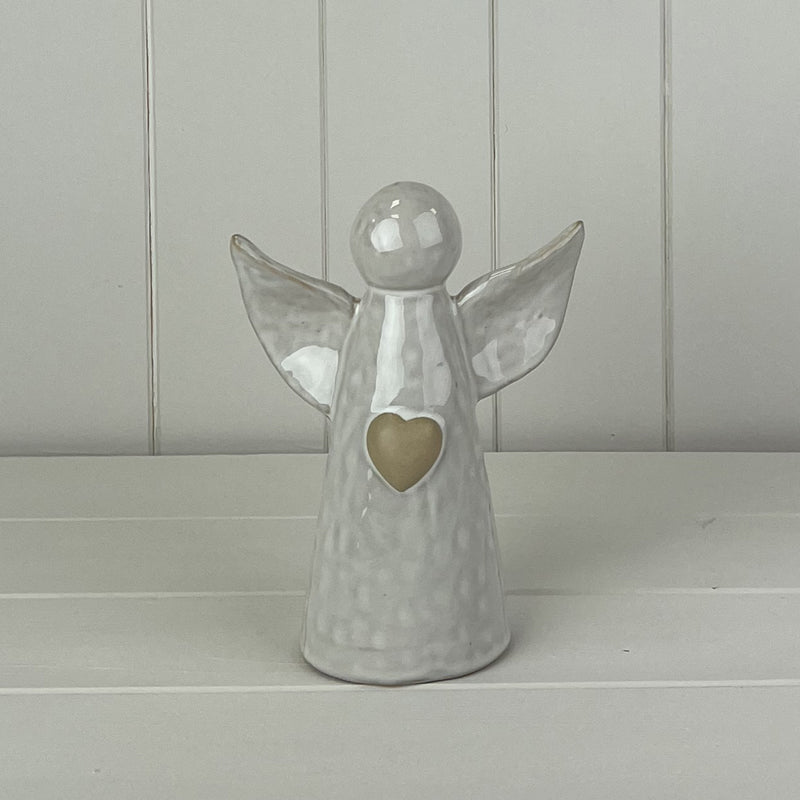 White Ceramic Angel Ornament - 18cm
