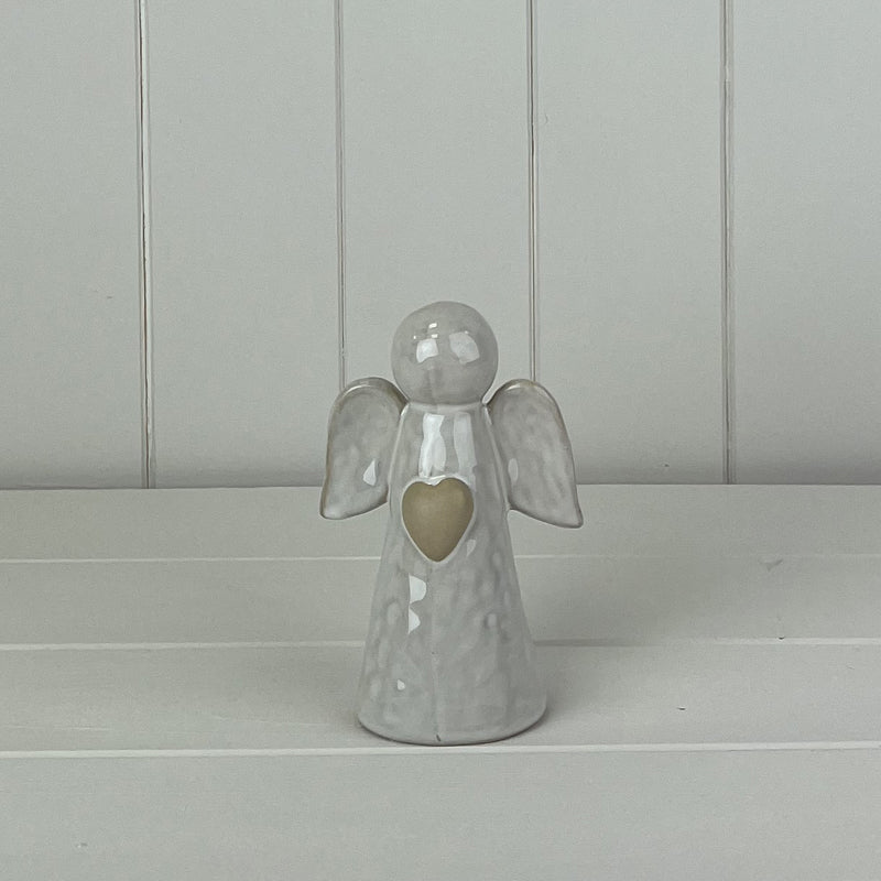White Ceramic Angel Ornament - 13.5cm