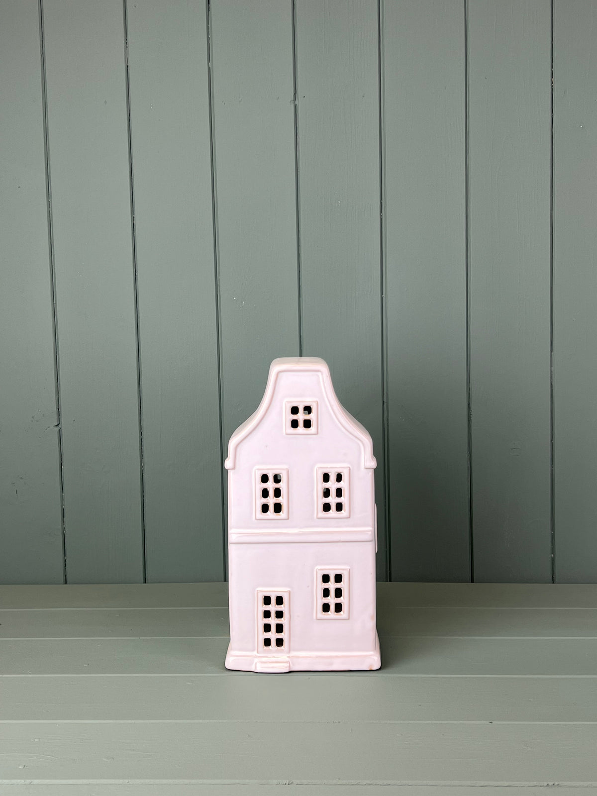 White Ceramic House Ornament with LED - 23.8cm
