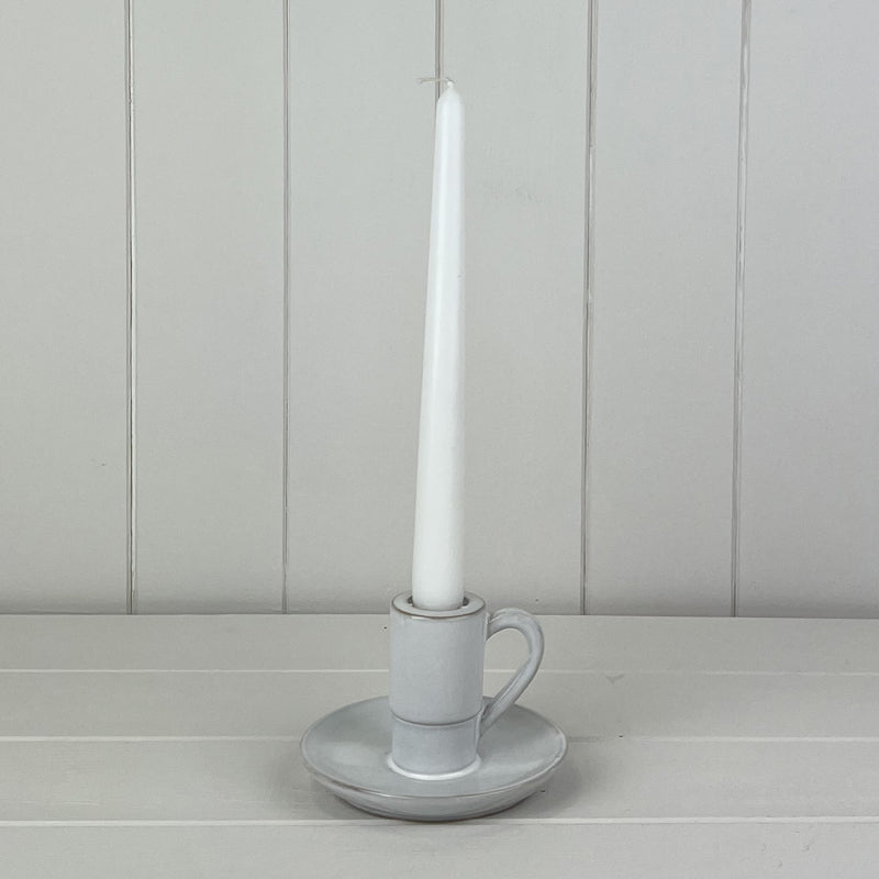White Ceramic Candle Holder - 7.4cm