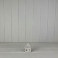 Glazed Ceramic House Tea Light with Textured Detail - 8.5cm