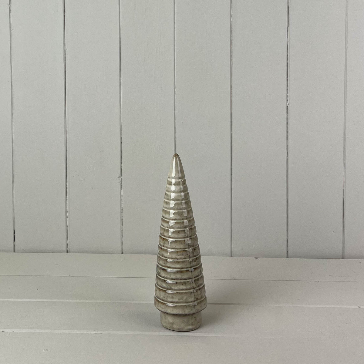 Beige Mottle Ceramic Tree Christmas Decoration - 21cm