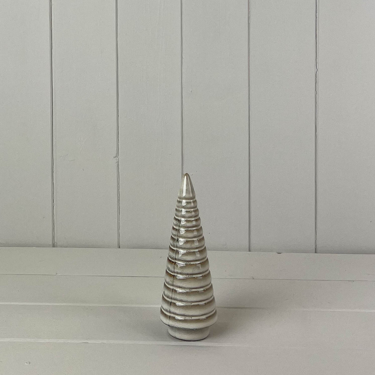 Beige Mottle Ceramic Tree Christmas Decoration - 16cm