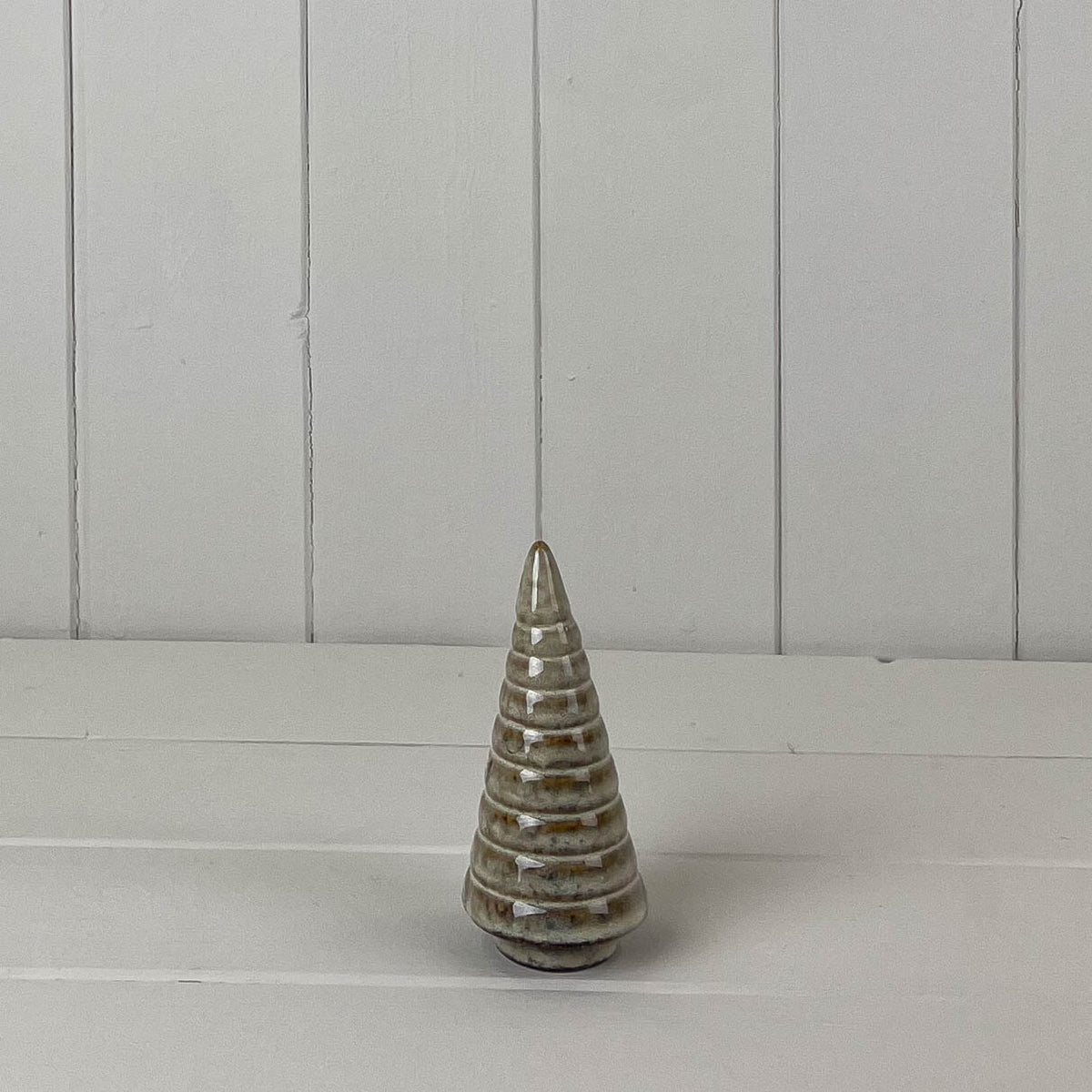 Beige Mottle Ceramic Tree Christmas Decoration - 11.5cm