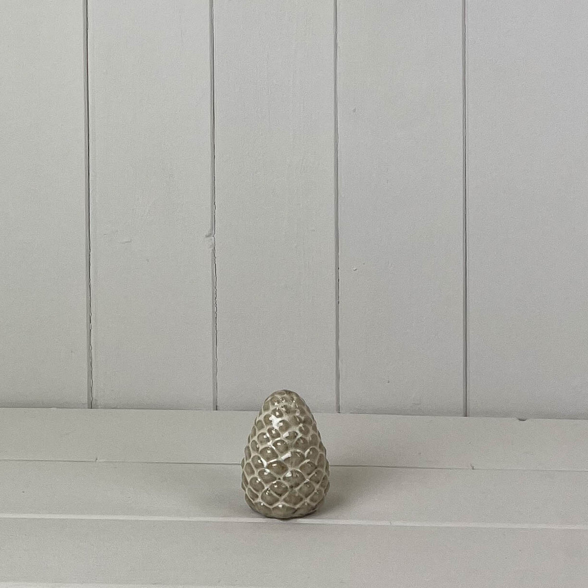 Beige Mottle Ceramic Pinecone Decoration - 7cm
