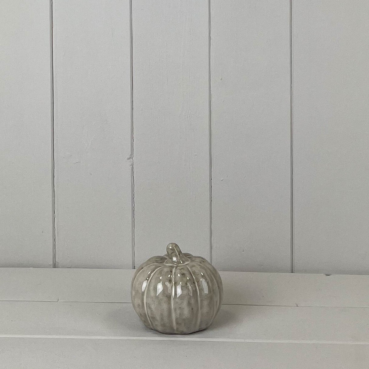 Halloween Beige Mottle Ceramic Pumpkin Decoration - 7.5cm