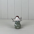 Light Green and White Ceramic Snowman Decoration - 12cm