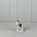 Dark Green and White Ceramic Reindeer Decoration - 12cm