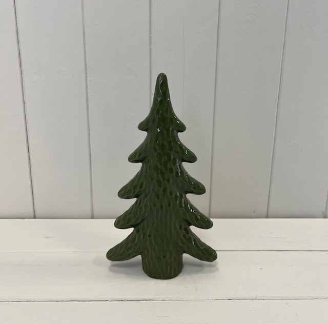Medium Dimpled Green Ceramic Christmas Tree Ornament