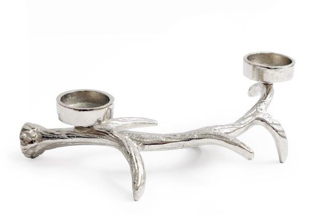Reindeer Antler Silver Metal Tealight Holder