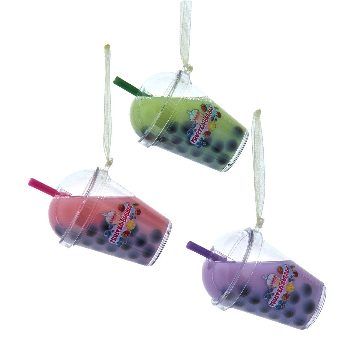 Bubble Tea Cup with Straw Christmas Bauble with Moving Liquid - 3.7"