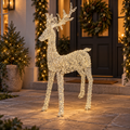 Lumineo Giant 200cm Silver Coiled Wire Reindeer Stag with 2350 Warm White LEDs