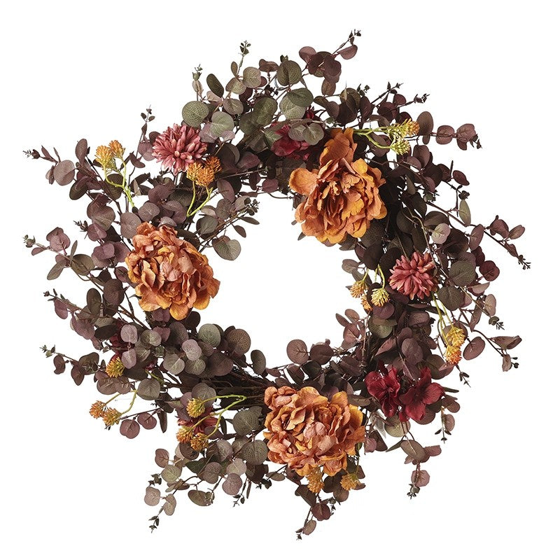 Rustic Wreath with Orange Flowers - 60cm