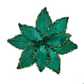 20cm Emerald Beaded Poinsettia Flower with Clip