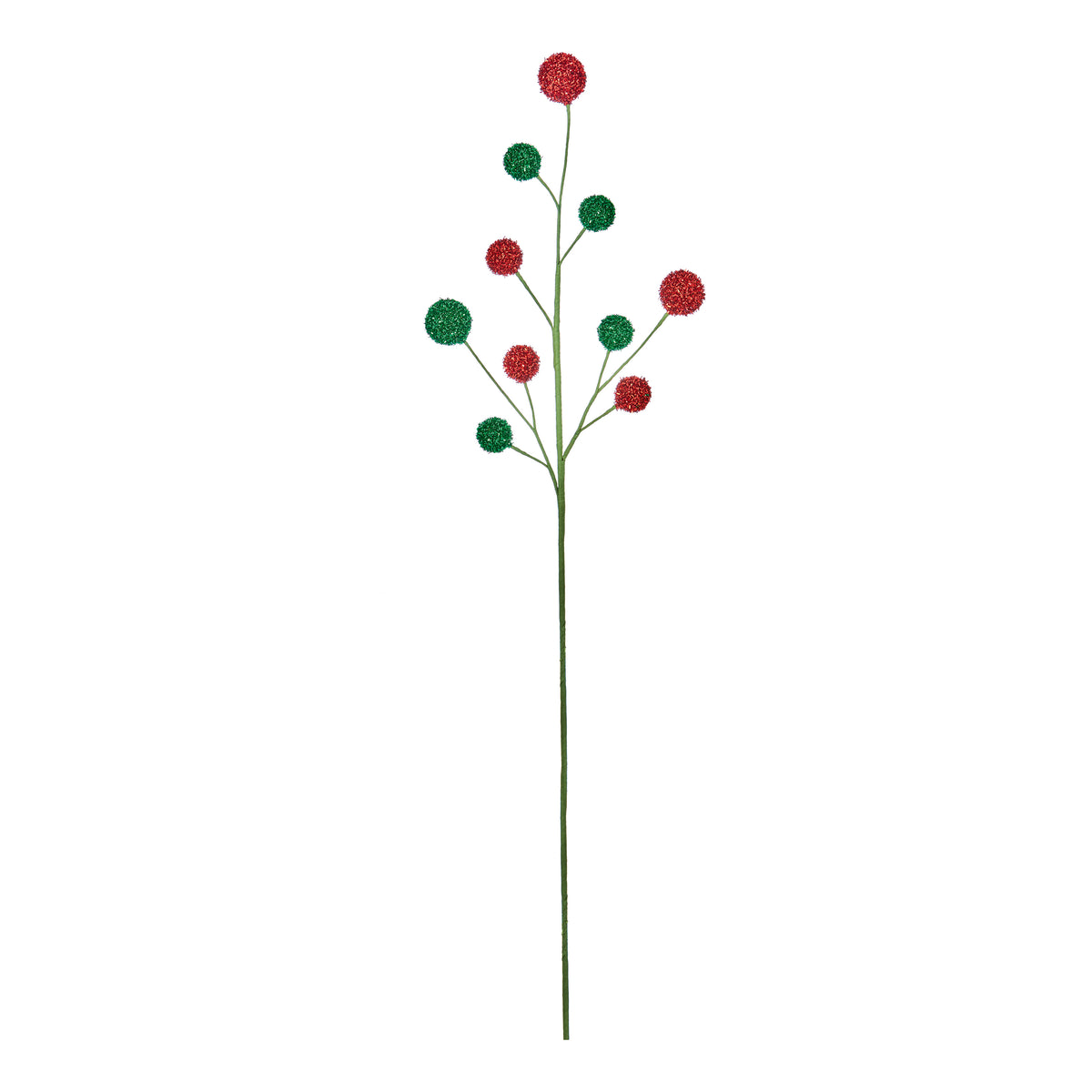 Large 75cm Red & Green Pom Pom Stem