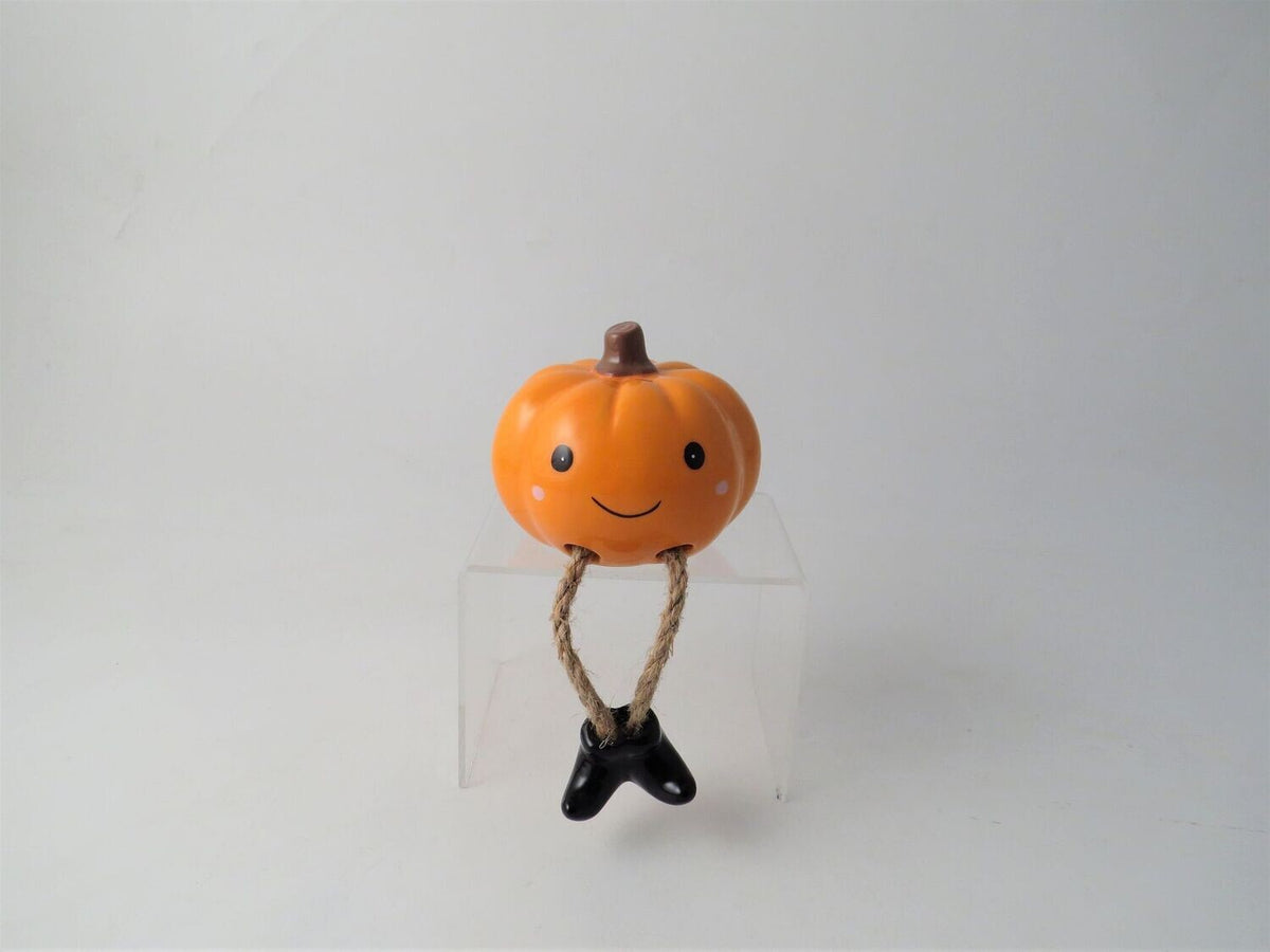 Halloween Ceramic Pumpkin with Long Legs & Smiley Face