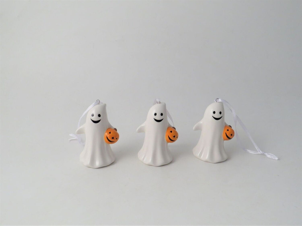 Halloween Ceramic Ghost with Pumpkin Tree Decoration