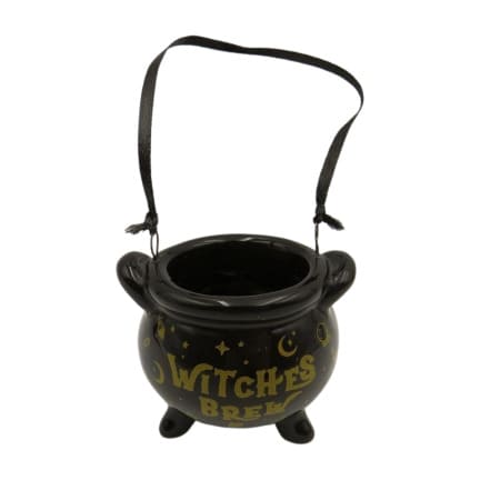 Ceramic Witches Brew Black Cauldron Ornament - 5cm