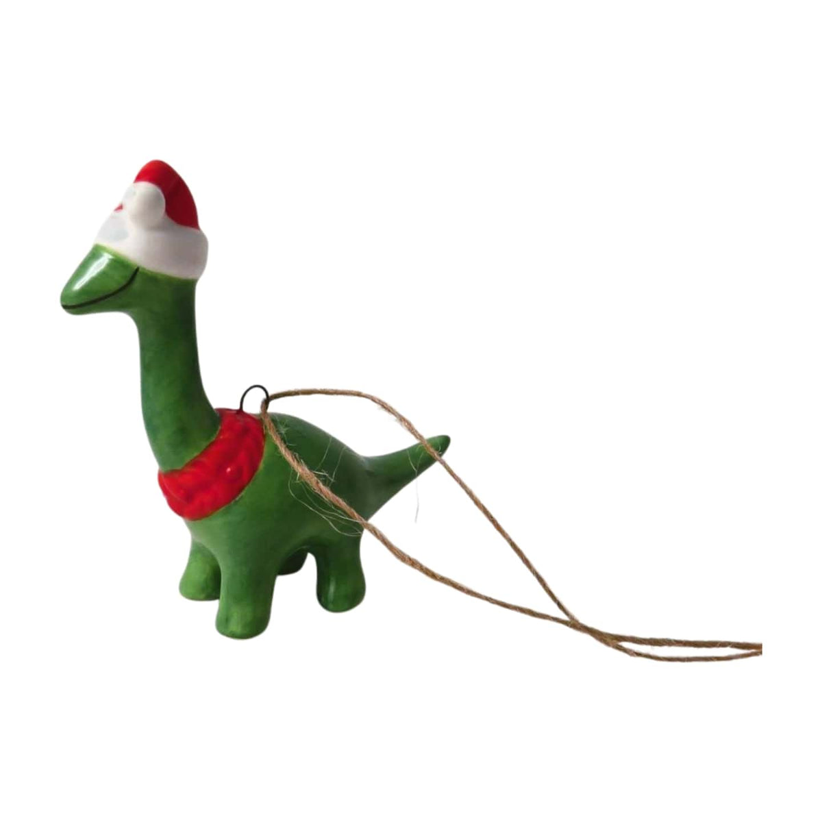 Ceramic Christmas Dinosaur Hanging Decoration - 8.4cm