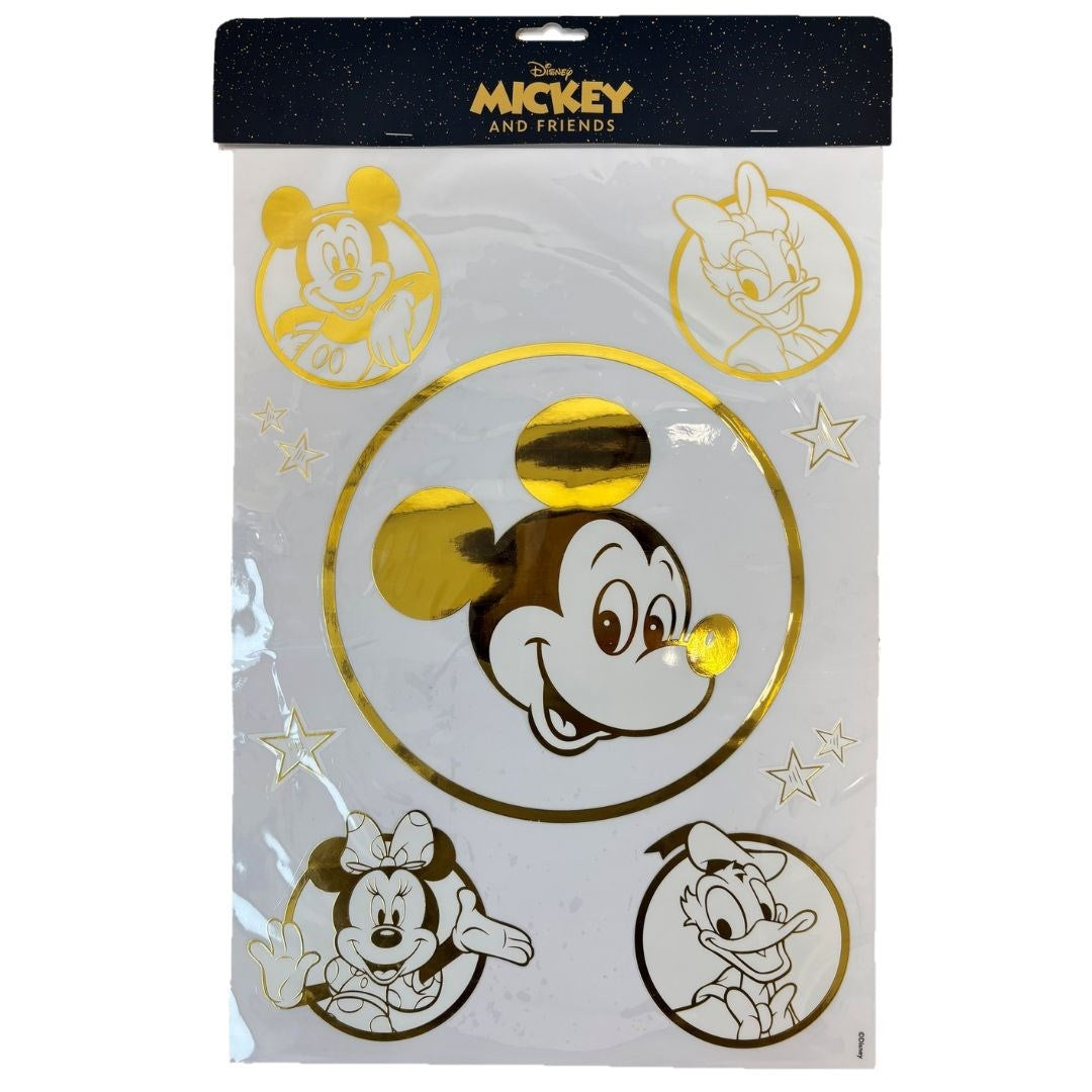 Disney Mickey & Friends Gold Foil Christmas Window Stickers