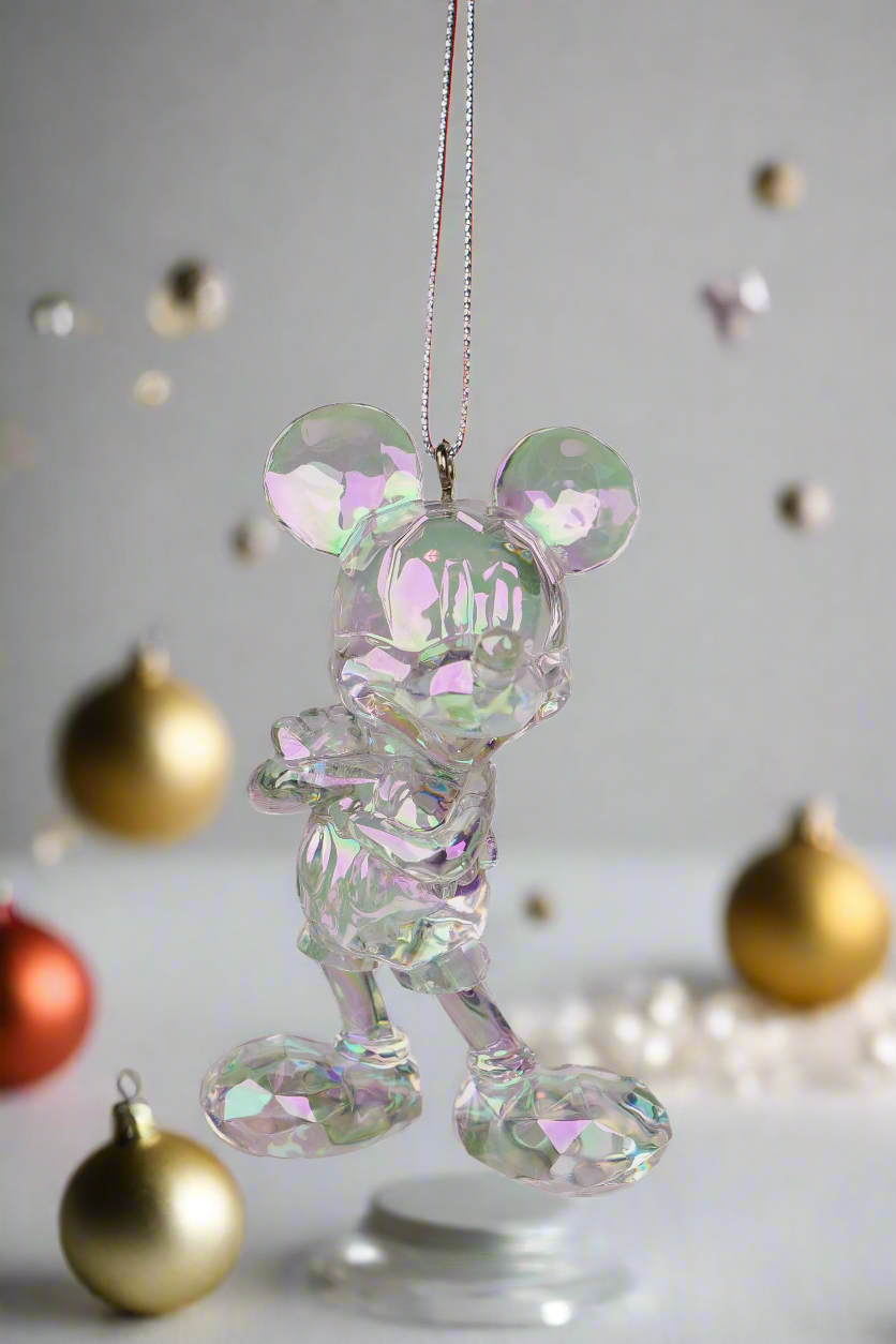 Disney 100 3D Mickey Mouse Iridescent Transparent Clear Christmas Bauble