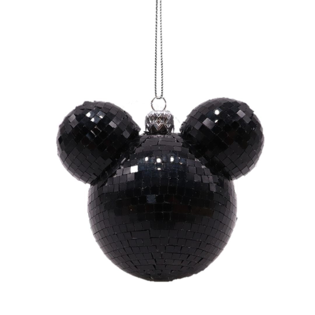Disney Mickey Mouse Shaped Disco Ball Black Head Christmas Bauble