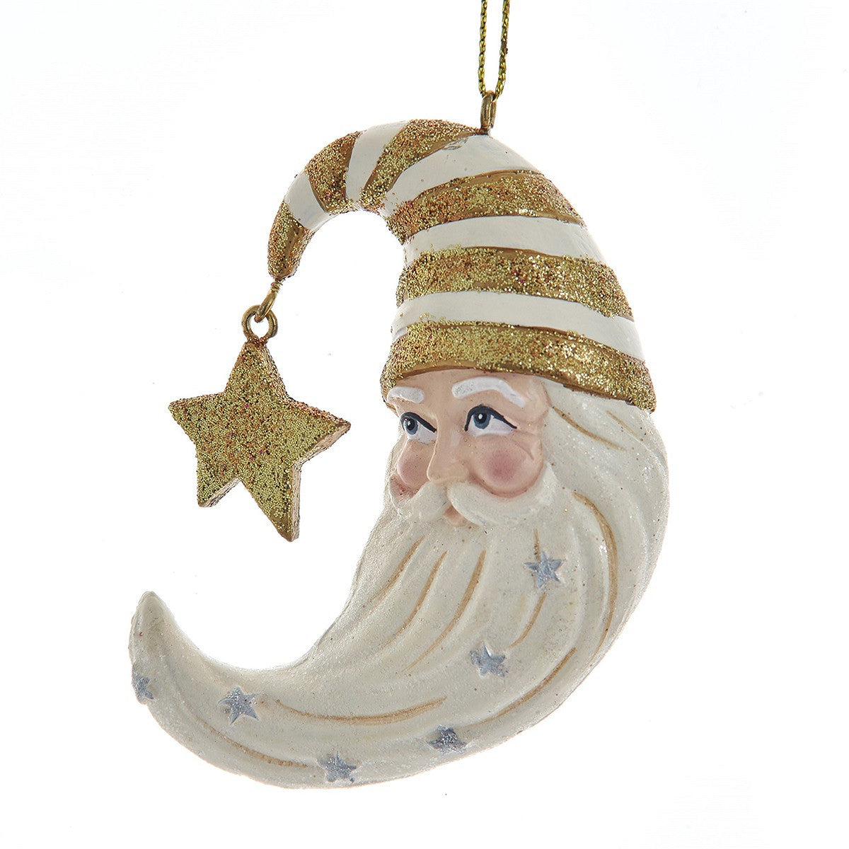 Resin Christmas Golden Moon Santa Head Bauble with Star