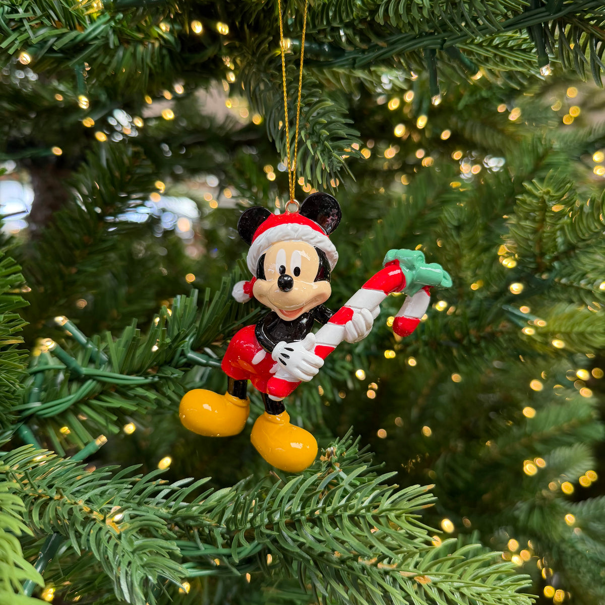 Disney Mickey Mouse with Candy Cane Christmas Bauble