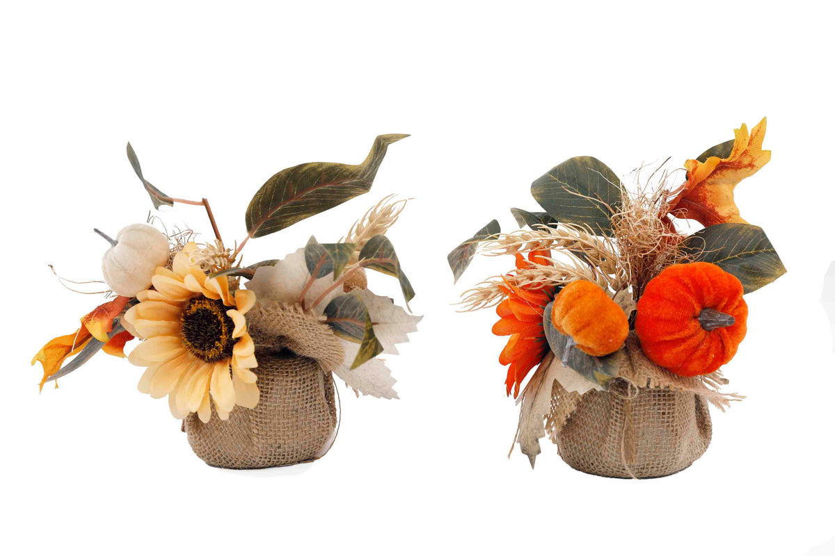 Autumnal Floral Bouquet with Pumpkin or Sunflower 20cm