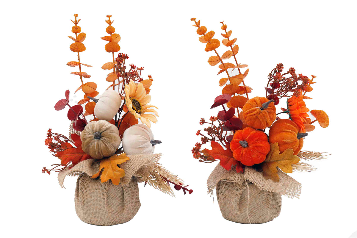 Autumnal Floral Bouquet with Pumpkin or Sunflower 32cm