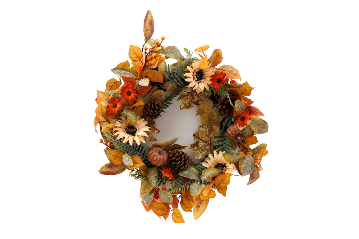 Autumnal Artificial 50cm Artif Autumnflower Wreath
