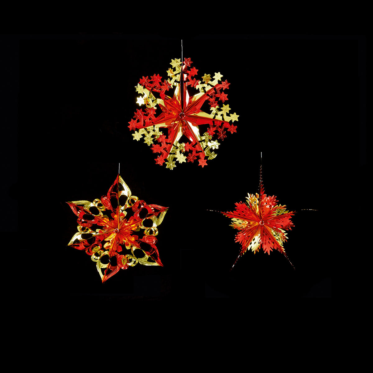 Traditional Red & Gold Foil Starburst Decoration 40cm  -  Single