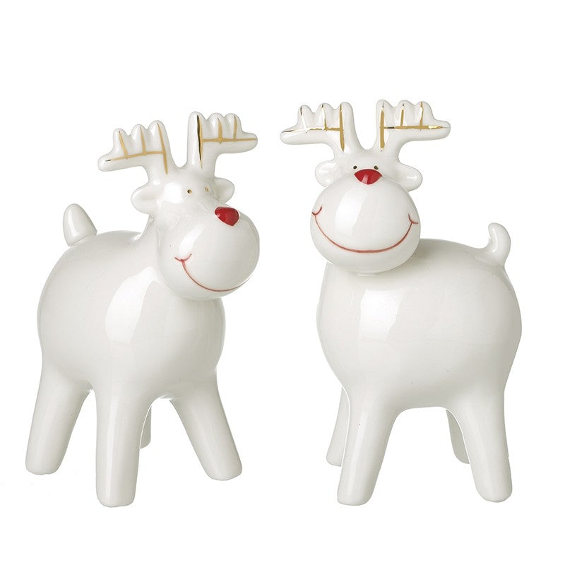 White Porcelain Standing Reindeer - 12cm