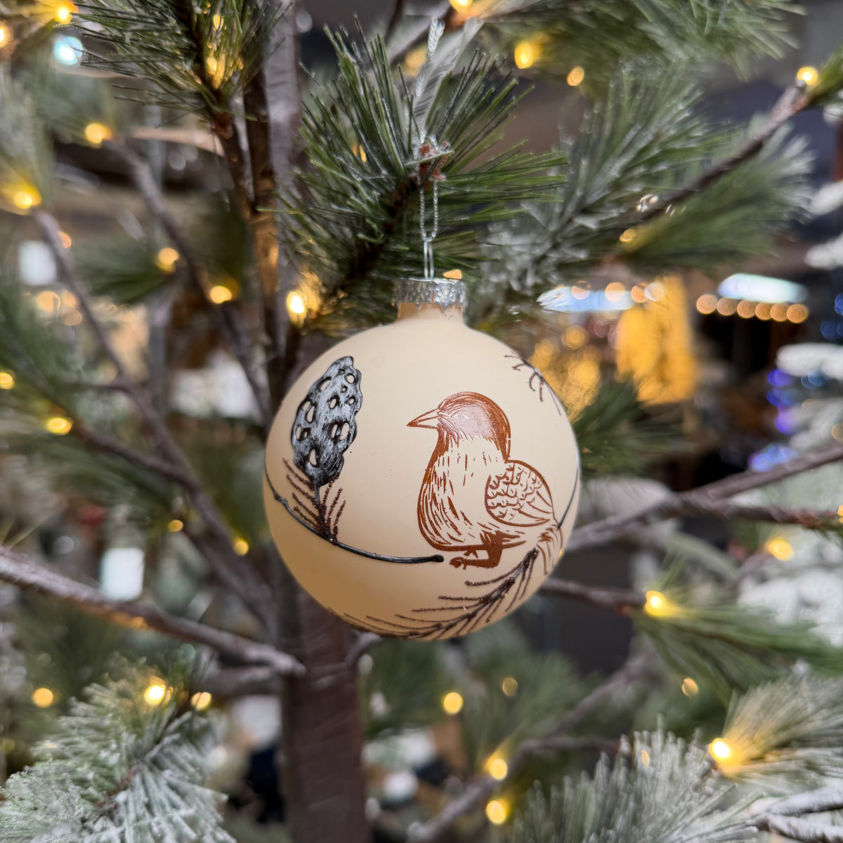 Glass Partridge Christmas Tree Bauble - 8cm
