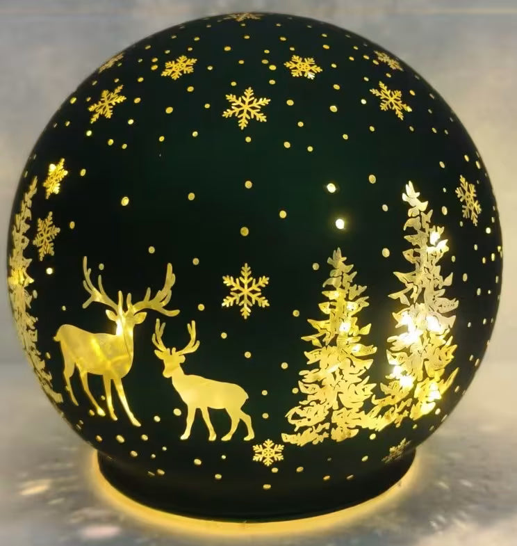 LED Green Bauble Orb - 12cm