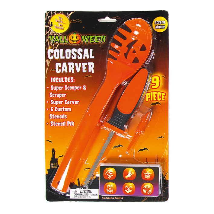 Halloween Colossal Super Carving Kit Containing 9 pieces - Orange