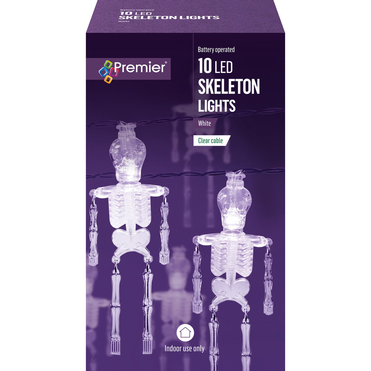 Premier Halloween Skeleton Battery String Lights - Set of 10