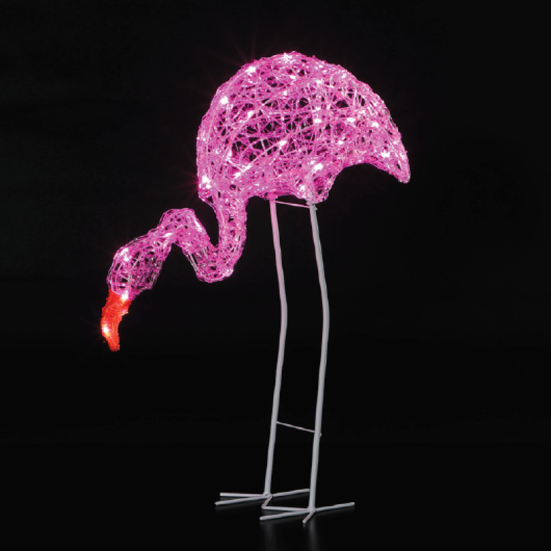NOMA 75cm Pink Acrylic Feeding Flamingo Light Up Decoration