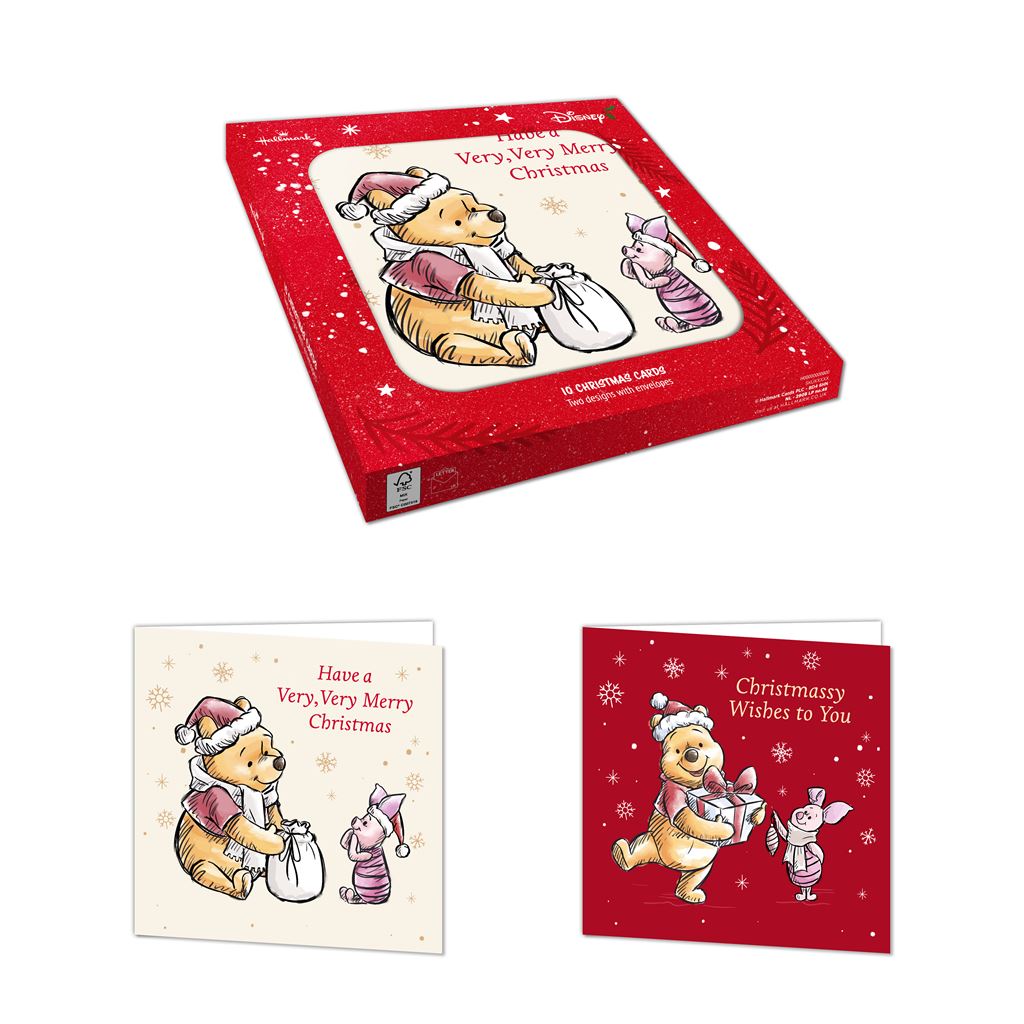 Hallmark Disney Winnie the Pooh Christmas Cards – Pack of 10