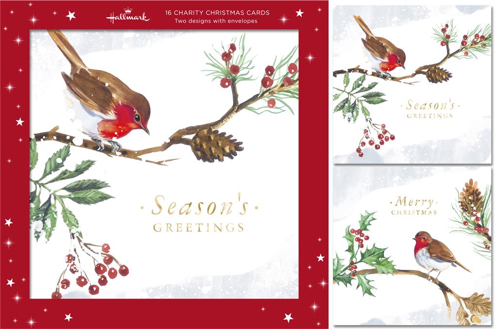 Hallmark Robin Charity Christmas Cards – Pack of 16