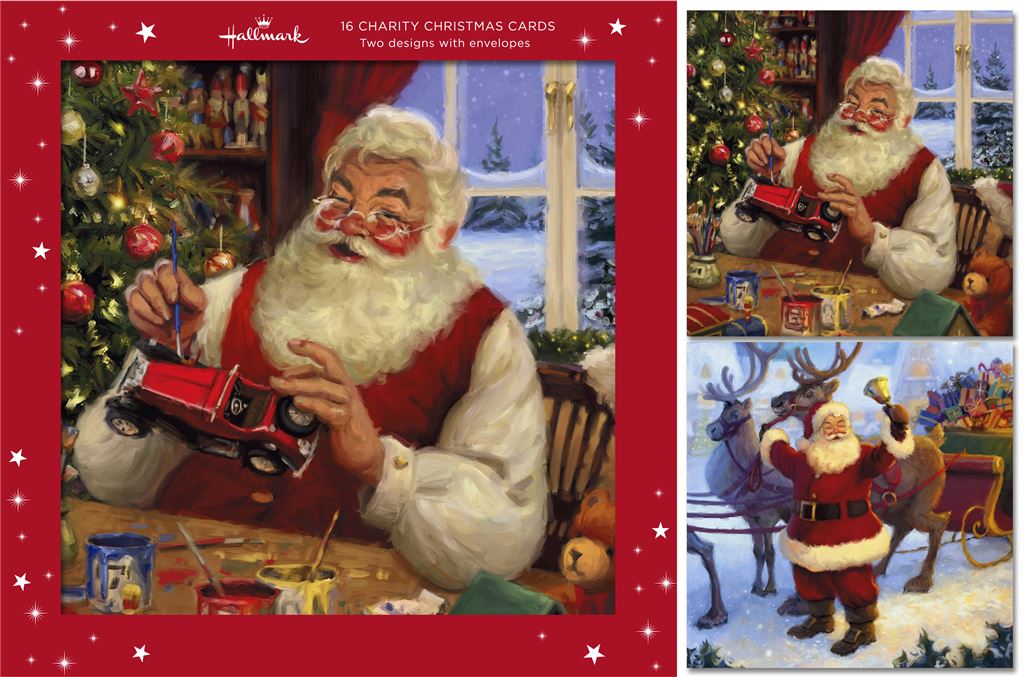 Hallmark Retro Santa Charity Christmas Cards – Pack of 16