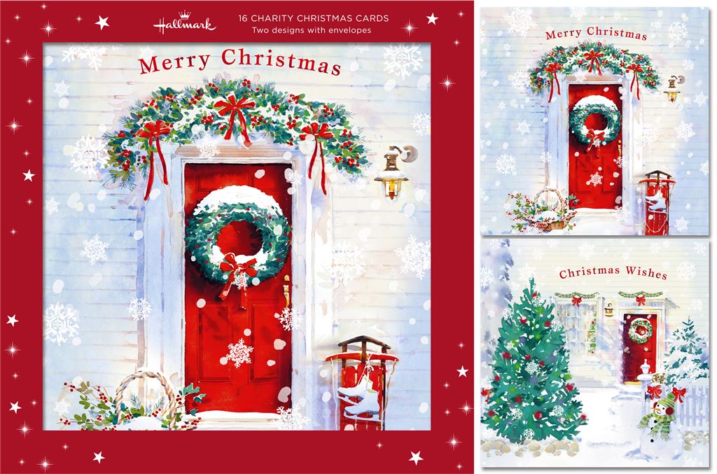 Hallmark Festive Door Charity Christmas Cards – Pack of 16