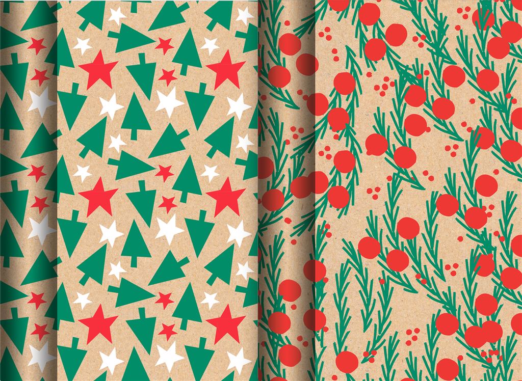 Hallmark Christmas Sprigs or Trees Roll of Wrapping Paper