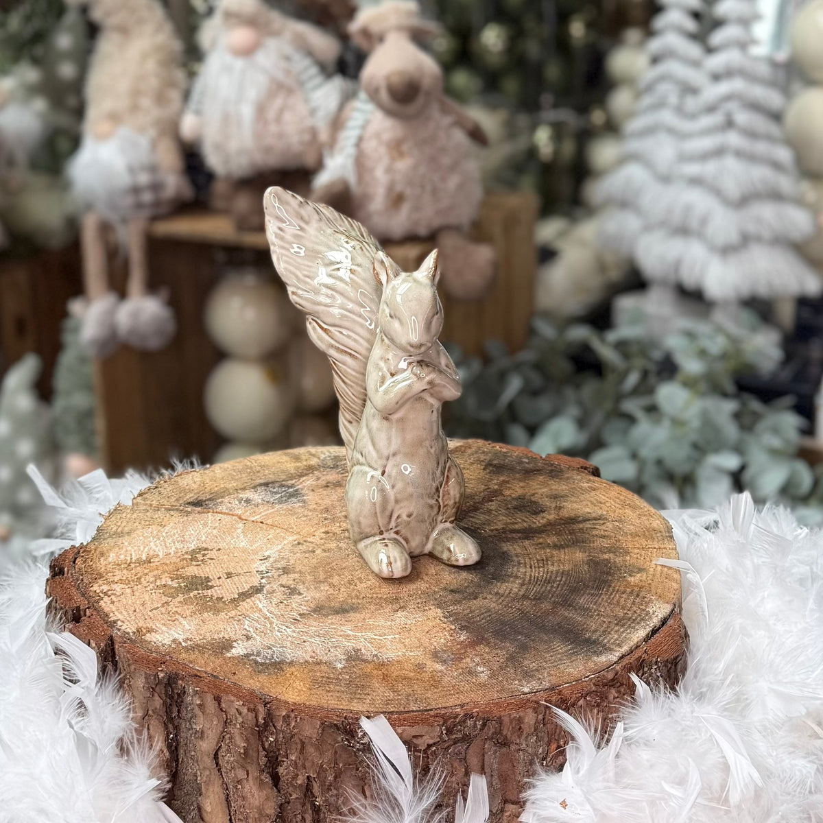Ceramic Rustic Forage Squirrel Ornament - 20cm