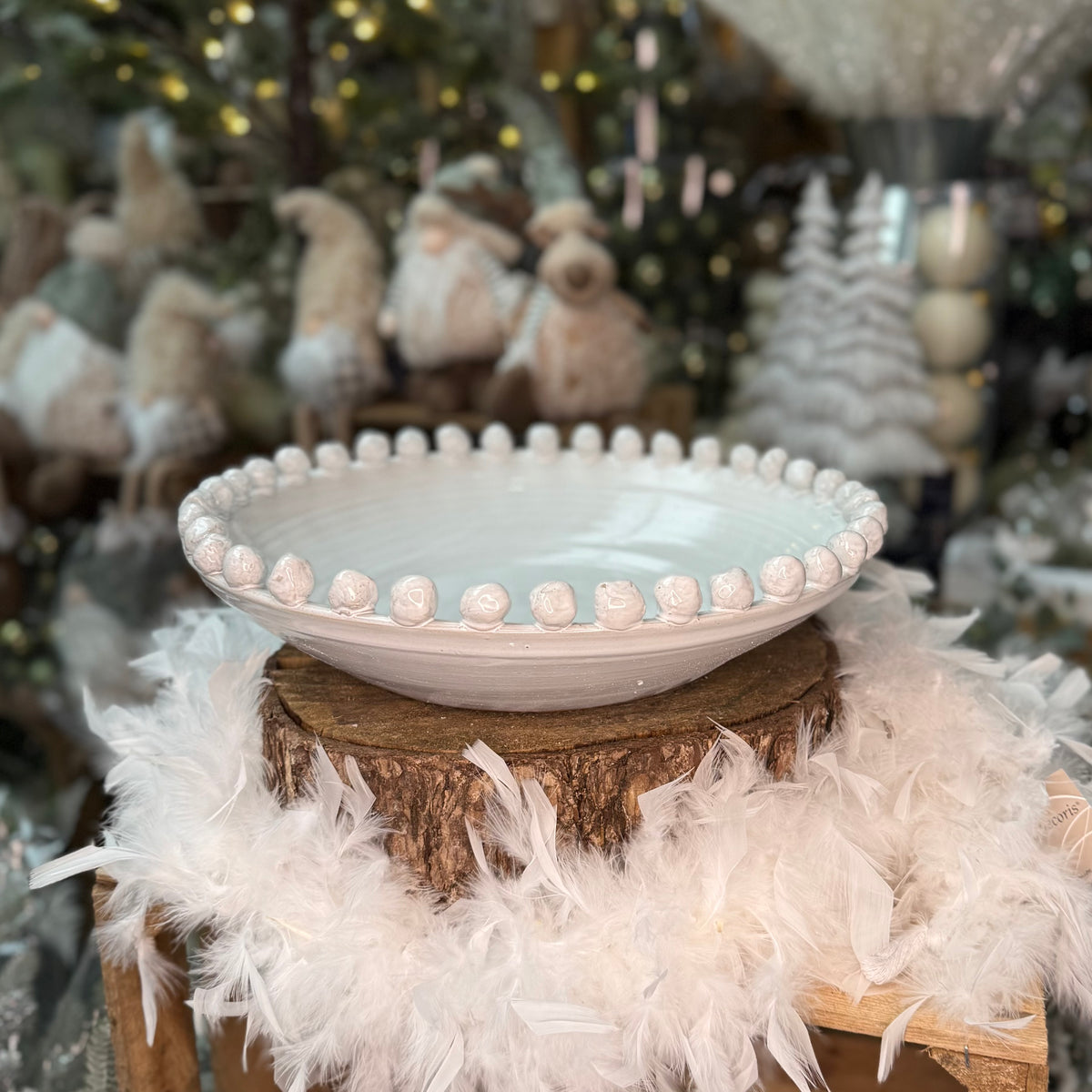 Large White Ball Edged Bowl 42cm