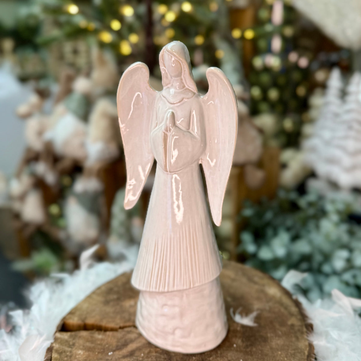 Tall 37cm White Ceramic Angel Decoration