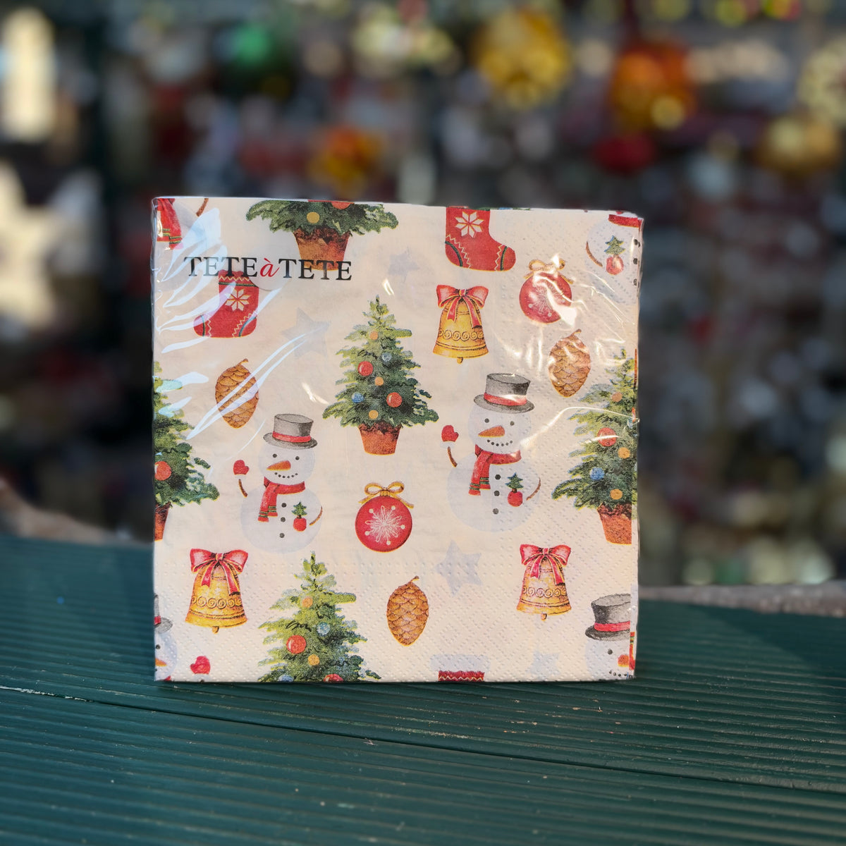 Snowmen, Tree, Bell & More Christmas Patterned 33cm Napkins