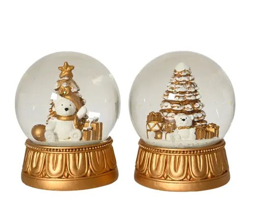 Christmas Scene Gold Snow Globe - 12.4cm